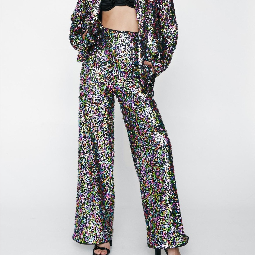 Nasty Gal Sequin Flare Pants